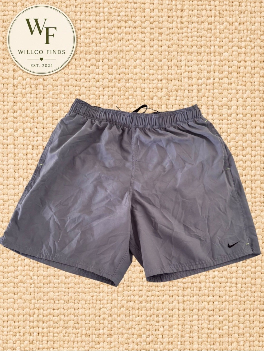 Nike Men’s Charcoal Gray Swim Trunks with Black Swoosh